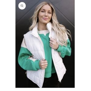 Pink Desert White Puffer Vest